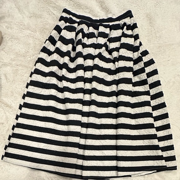 CHICWISH ALLOVER STRIPE PRINT EMBOSSED PLEATED MIDI SKIRT MEDIUM - Picture 3 of 6